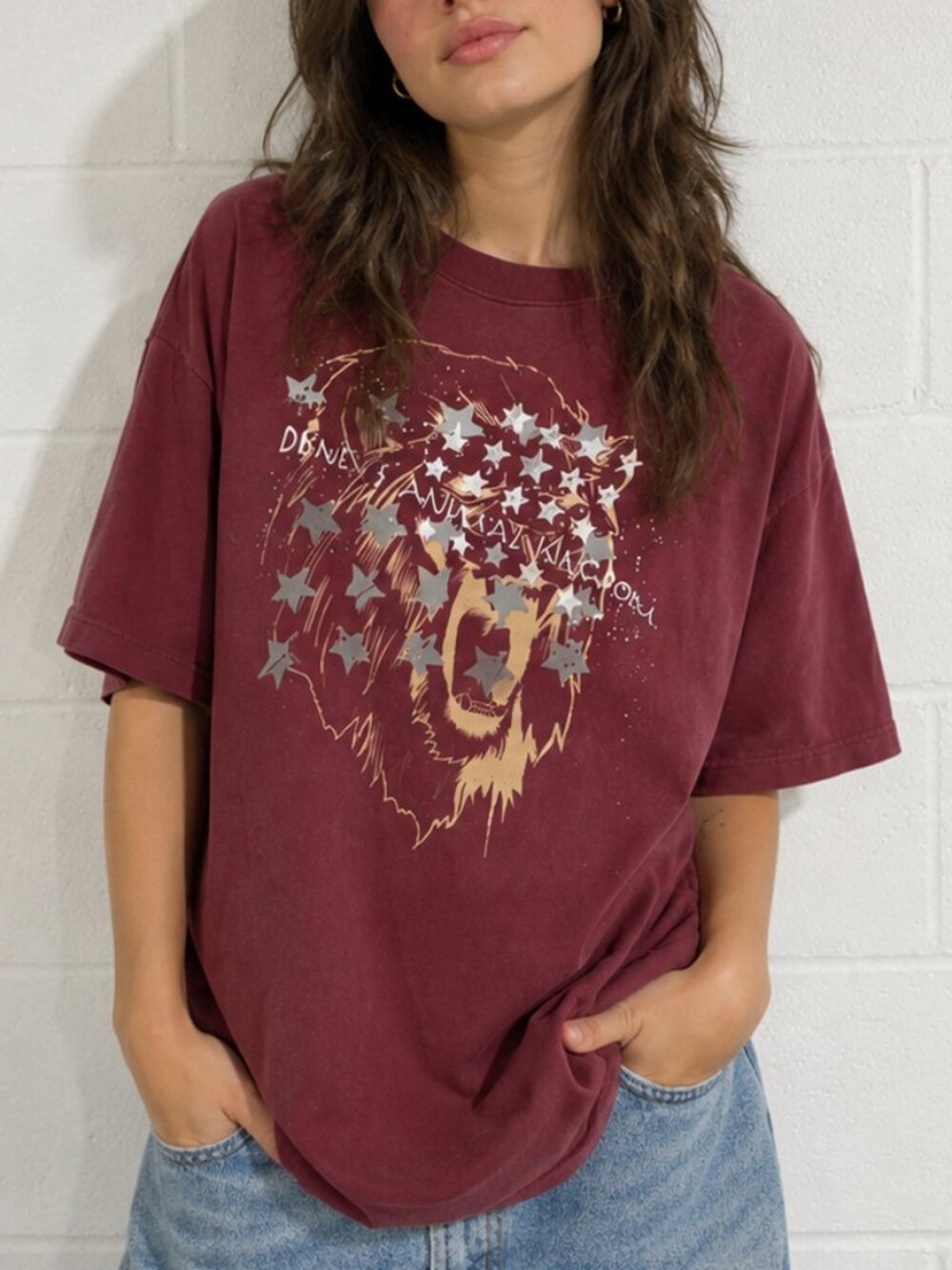 Disney Maroon T-Shirt with Mickey Mouse Tag X-Large